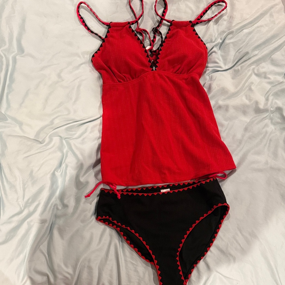 Red and Black Women's swim set